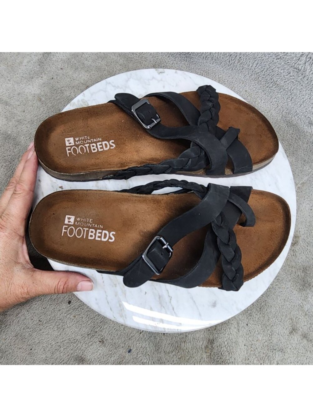 White Mountain Shoes Womens Size 8 Harrington Black Leather Sandals *NWOT* - Picture 10 of 13